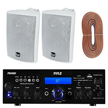 Pyle PDA6BU Amplifier Receiver Stereo  Bluetooth  AM/FM Radio  USB Flash Reader  Aux input LCD Display  200 Watt With Dual LU43PW Indoor/Outdoor Speakers Bundle With Enrock 50ft 16g Speaker Wire price history on PriceWatchPro