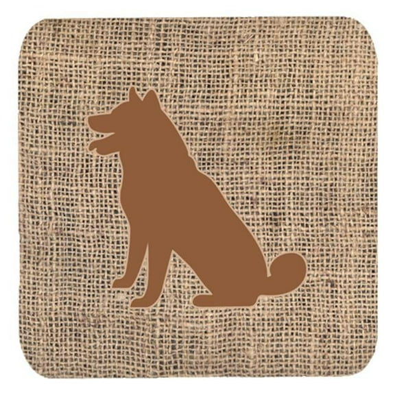 Shiba Inu Burlap and Brown Foam Coasters, Set - 4