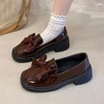 thumbnail image 6 of Miluxas Women's Leather Platform Loafers with Bow - Chunky Trendy Slip-On Dress Shoes for Work & Casual Wear Brown 7.5(40), 6 of 9