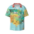 thumbnail image 2 of Lsque USA Tourist Map print Men's Cuban Collar Short Sleeve Shirt Summer Beachwear Casual Button Down Fashionable Vacation Leisure Shirt-Large, 2 of 7