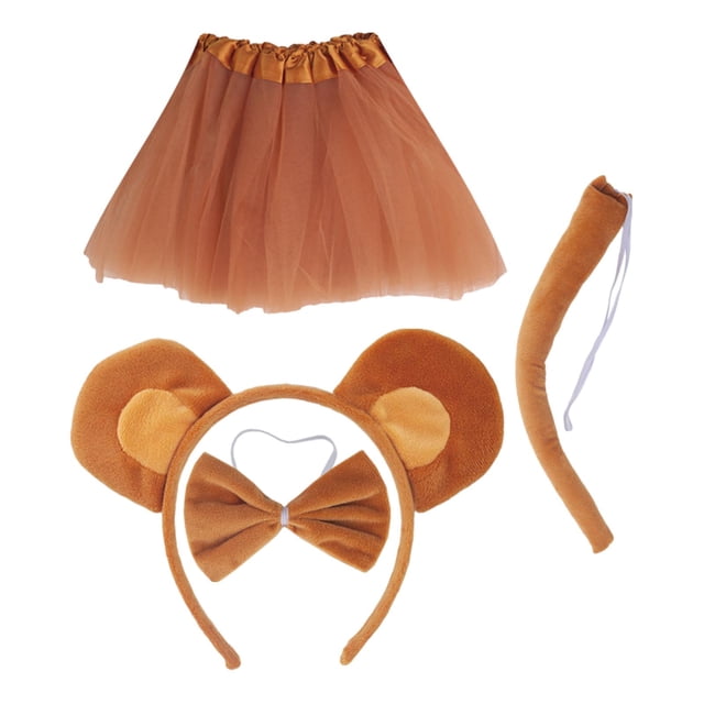Disfraz de mono animal para niños Yinane conjunto de tutú con Diadema de orejas de mono marrón oscuro