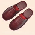 thumbnail image 2 of Zapatos de interior de otoño e invierno, zapatillas para hombre y mujer, chanclas concisas de color azul marino, Zapatillas de casa de cuero simples para hombre de talla grande 46, 2 of 4