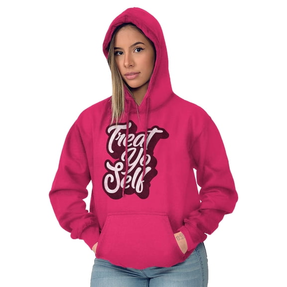 Treat Yo Self Funny Parks Rec Quote Women Plus Size Graphic Pullover Hoodie Brisco Brands 2X