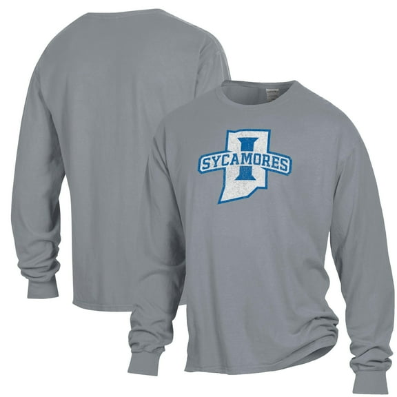 Men's ComfortWash Gray Indiana State Sycamores Garment Dyed Long Sleeve T-Shirt