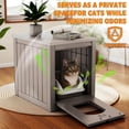 thumbnail image 3 of Cat Litter Box Enclosure, Multi-Functional Hidden Litter Box Furniture & Indoor Outdoor Cat House with Side Table Design, Openable Front Door & Raised Floor, Easy to Clean & Assemble, Grey, 3 of 9