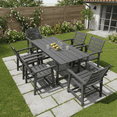 thumbnail image 6 of Aiho 7 Pieces Patio Table and Chairs Set, All-Weather HDPE Outdoor Dining Set with Umbrella Hole & 6 Dining Chairs, Perfect for Garden, Yard, Gray, 6 of 11