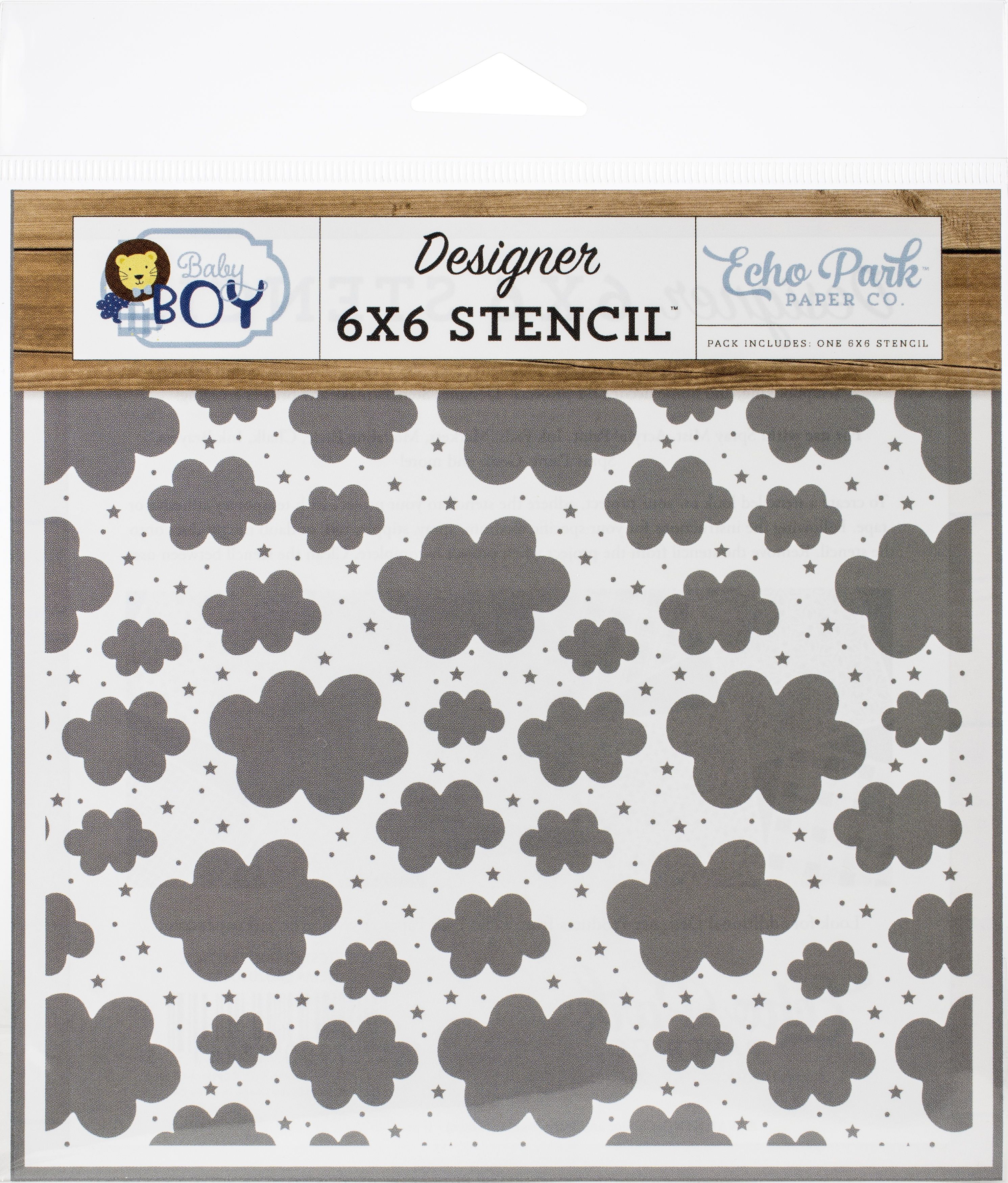 Echo Park Stencil 6"X6"Sweetest Clouds, Baby Boy