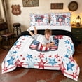 thumbnail image 3 of Manfei Colorful Stars Queen Comforter Set, American Flag Comforter Sets Queen, Red White Blue, Black Reversible 3 Pieces, 1 Comforter and 2 Pillowcases, 3 of 6