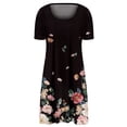 thumbnail image 4 of ICHUANYI Clearance Fashion Women Summer Round Neck Printing Loose Comfy Short Sleeve Dress(Black, XL) ICHUANYI WER2023081015032, 4 of 5