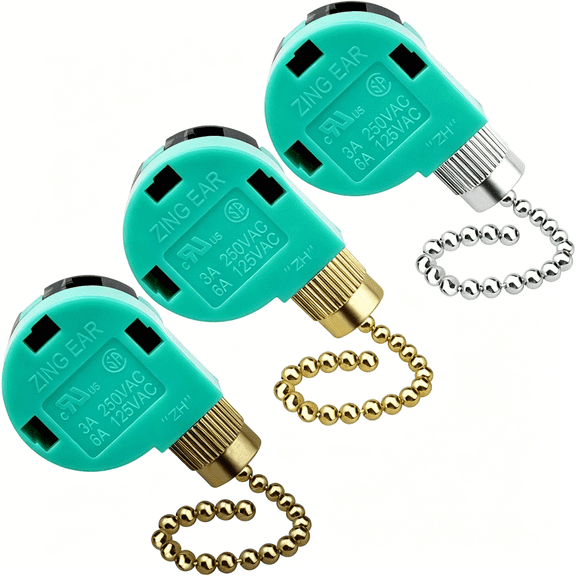 TUWAFE 3 Pack Ceiling Fan Switch 3 Speed 4 Wire Fan Pull Chain Switch Replacement Speed Control Switch for Ceiling Fan Light,Wall Lamps,Cabinet Light (Multicolored)