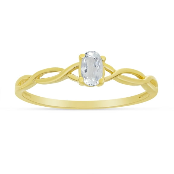 10k Yellow Gold Oval White Topaz Ring