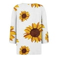 thumbnail image 5 of Women's Casual Sunflower Print Henley Shirt 3/4 Sleeve V Neck Button Down Blouse Loose Fit Tops for Spring Summer, 5 of 5