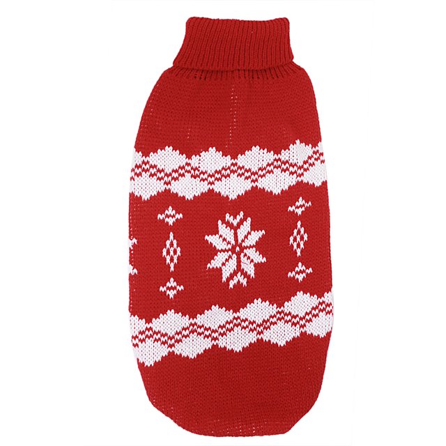 Unique Bargains Pet Dog Pug Yorkie Ribbed Hem Turtleneck Apparel Clothes Sweater Red White S