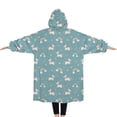 thumbnail image 2 of Oversized Wearable Blanket Hoodie,Blue Cartoon Unicorn Rainbow Cloud Star Butterfly Sherpa Blanket Hoodie with Super Pockets,Super Warm Fuzzy Pullover for Women & Men, 2 of 6
