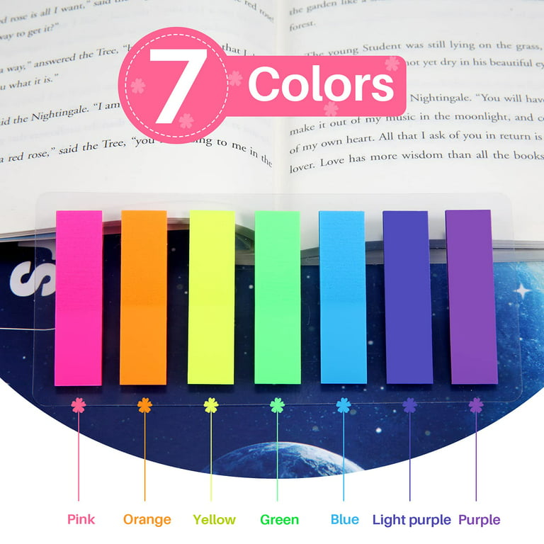 1200pcs Colored Page Markers,6 Sets Fluorescent Sticky Tabs in 10 Primary Colors,Neon Sticky Notes Flags,Waterproof Writable Translucent Page Flags