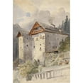 thumbnail image 2 of Leopold Munsch 11x14 Black Ornate Wood Framed Double Matted Museum Art Print Titled: Old Houses in Hallstadt (1848), 2 of 5