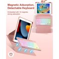 thumbnail image 5 of 7 Rainbow Backlight Rechargeable Detachable Keyboard Kit with Silent Wireless Mouse, 360 Swivel Adjustable Stand Case with Pencil Storage for iPad 7/8/9 10.2 inch, iPad Air 3 / Pro 10.5,Rose Gold, 5 of 9