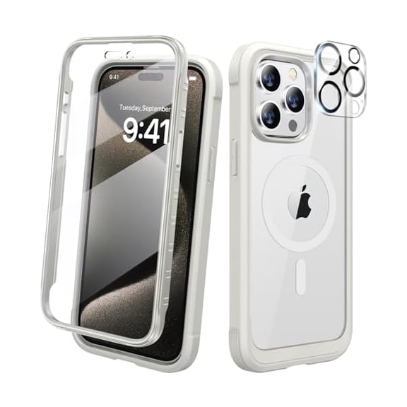Eryueer Magnetic for iPhone 15 Pro Case, [Military-Grade Drop Proof & Fit for MagSafe] Built-in Shockproof Screen Protector, [Camera Lens Protector] Phone Cover for iPhone 15 Pro 6.1"