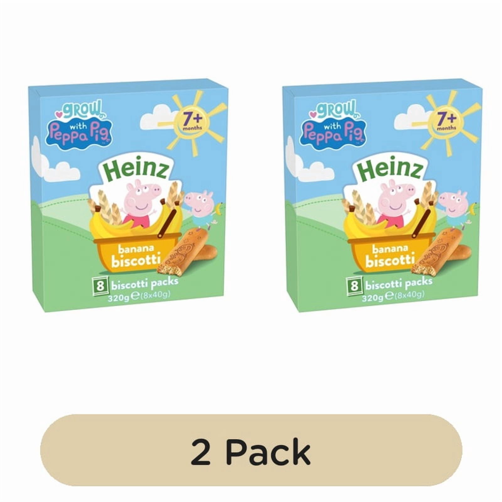Heinz Peppa Pig Banana Biscotti Baby Food Snacks 7+ Months Multipack 8 x 40g, British Import (Pack of 2)