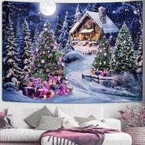 Sevenstars Christmas Tree Tapestry Xmas Wall Tapestry Snow Wall Hanging for Room Decor,59.1" x 82.7"