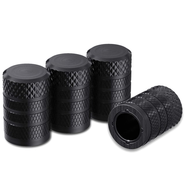 Tapones para válvulas de neumáticos CKAuto, aluminio anodizado negro, 4 unidades