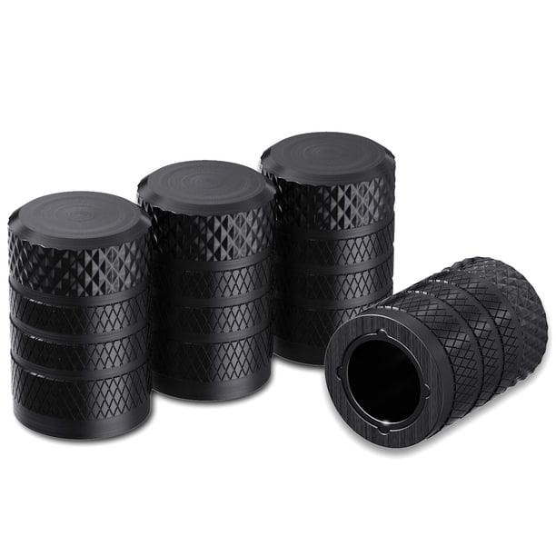 Tapones para válvulas de neumáticos CKAuto, aluminio anodizado negro, 4 unidades