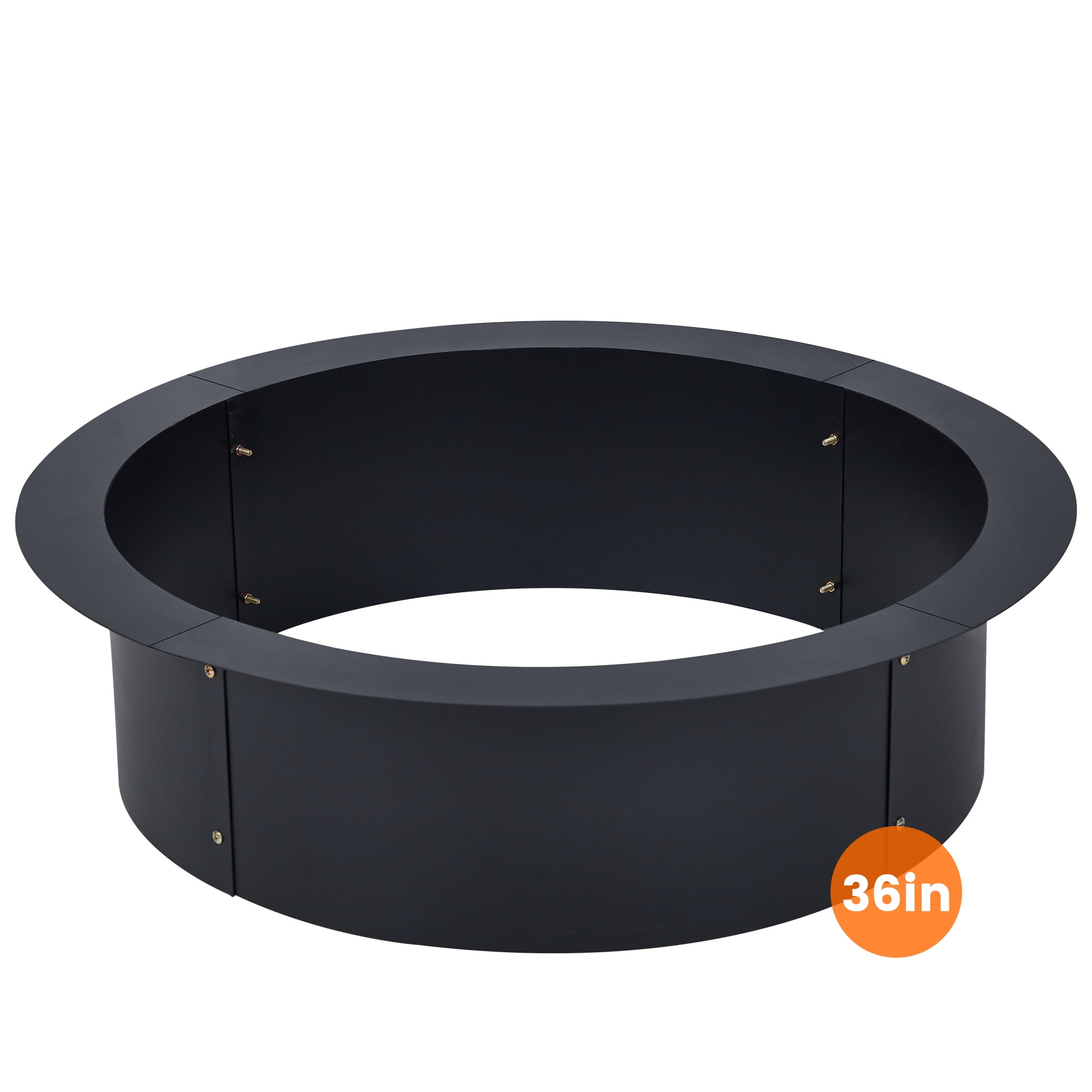 Fire Pit Ring Insert for Outside Wood Burning, 36 Inch Outer Ruond DIY Outdoor Fire Pit Liner Ring, 2.5mm Solid Metal Steel, for Backyard, Camping, Bonfire