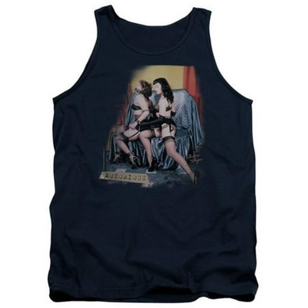 Bettie Page-Notorious Color Adult Tank Top, Navy - Small