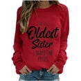thumbnail image 2 of Jacenvly Womens Tops Long Sleeve Plus Size Crew Neck T Shirt Fashion Long Sleeve Shirt Skin-Friendly Letter Print Fashion Casual Printed Sports Shirt Tops Red, 2 of 4