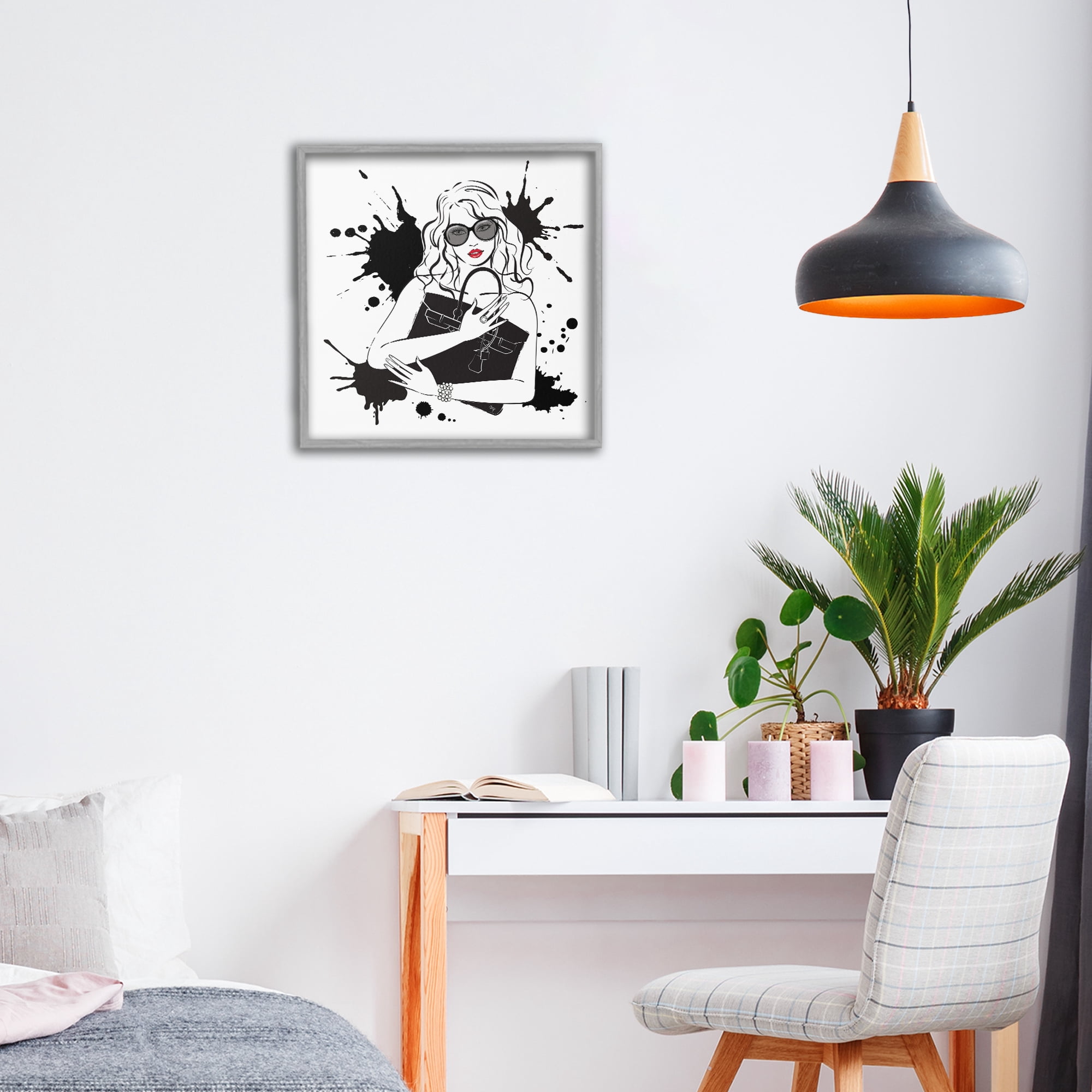 Stupell Industries Black Bag Elegance & Glamour Gray Framed Giclee Art, design by Martina Pavlova