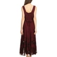 thumbnail image 2 of Sakkas Zendaya Stonewashed Rayon Embroidered Floral Vine Sleeveless V-Neck Dress - Burgandy - L/XL, 2 of 5