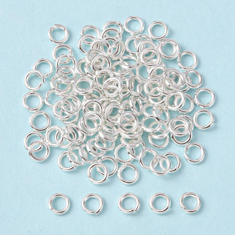 Open Jump Rings Brass Jump Rings Cadmium Free & Lead Free Silver 5x1mm 18 Gauge Inner Diameter: 3mm 6000pcs/500g