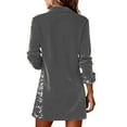 thumbnail image 5 of Levmjia Womens Sequin Dress Lapel Long Sleeve Glitter Velvet Button Side Elegant Clubwear Holiday Party Celebration Outfit, 5 of 8