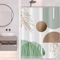 thumbnail image 4 of Boho Shower Curtain for Bathroom Green Abstract Arch Leaves Brown Geometric Bath Curtains Waterproof Fabric with Hooks for Home Decor, 72Wx72H, 4 of 6