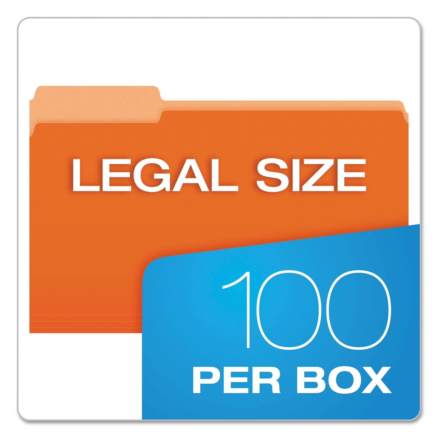 Pendaflex 1531/3ORA Two-Tone File Folders, 1/3 Cut Top Tab, Legal, Orange/Light Orange, 100/Box