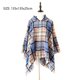 thumbnail image 2 of Chal con capucha a cuadros para mujer, manta, poncho, sudadera con capucha, chal con borlas, 2 of 5