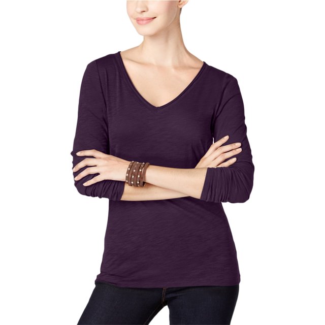 INC Blusa de algodón para mujer, morado, PM I-N-C Pull-over