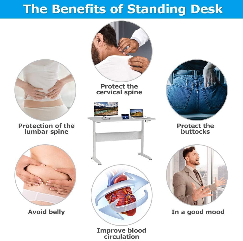 Standing Desk Converter Computer Workstation Height Adjustable Desk Large Desktop Stand Up Desk Ergotron Laptop Sit-Stand Desk Fit Dual Monitor for Home Office White,48inches