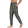 thumbnail image 3 of Xecao Blue Floral Print Active Tech Joggers for Men, Mens Sweatpants Lounge Pants with Pockets-Small, 3 of 5