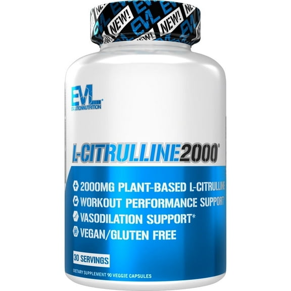 L-Citrulline2000 Nitric Oxide Supplement for Men - Evlution Nutrition High Strength L Citrulline Capsules for Enhanced Muscle Strength Recovery and Intense Pumps - Plant Based Nitric Oxide Booster