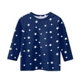 thumbnail image 4 of CCRFTGI American Flag Shirts for Kids Girls Size 7 4th Of July Cute Tops 3/4 Sleeve Crew Neck Independence Day American Flag Stars Tee Red White and Blue Summer Shirts T-Shirts Navy 5-6 Years, 4 of 4
