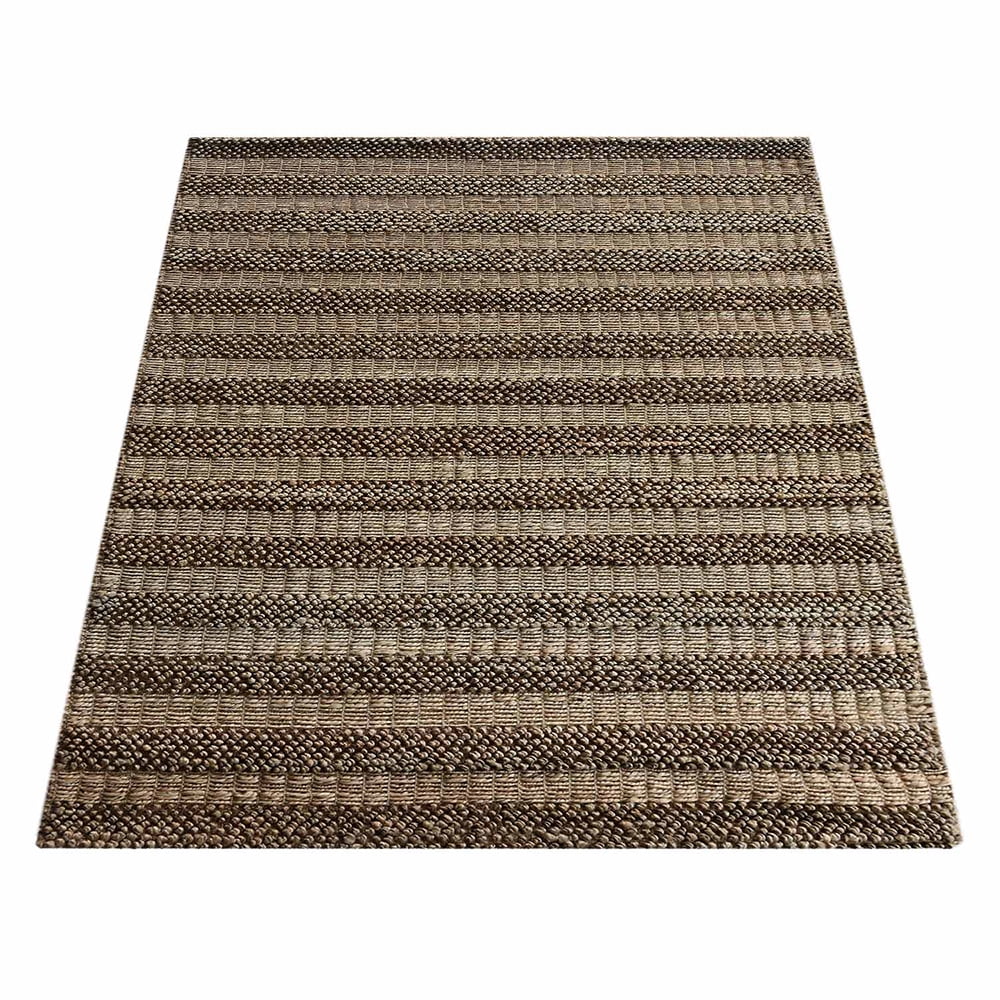 Hand Woven Jute Eco-Friendly Area Rugs - 6'X9', Rectangle Shape, Light Brown Color, Contemporary Pattern, High Pile, Natural Fiber, Outdoor Indoor Handmade Area Rugs For Living Room (J00095)