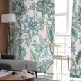 thumbnail image 4 of Sheer Curtains 108 inches Long, Abstract Traditional Retro Floral Turquoise Green Light Filtering Sheer Window Curtains Rod Pocket Voile Drapes for Bedroom Living Room, 52"W x 108"L 2 Panels, 4 of 7