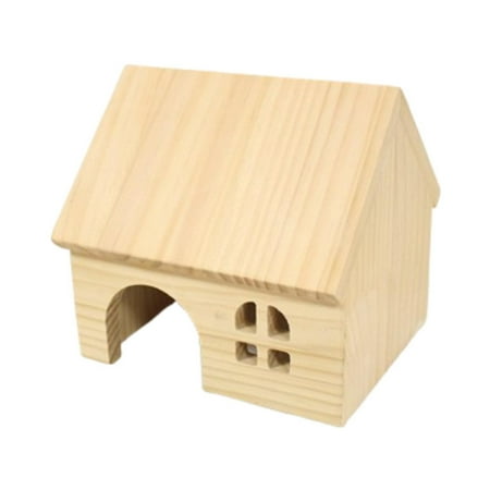 Vaveren Hamster Wood House Cabin Cage Decor Pet Shelter for Rat Syrian Hamsters Mice s