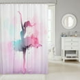 thumbnail image 2 of Ballerina Girl Shower Curtain Blue Pink Watercolor Bathroom Shower Curtain Set for Kids Adult Dance Art Bath Curtain Watercolor Waterproof Curtains Room Decor 72 x 72 Inch, 2 of 6