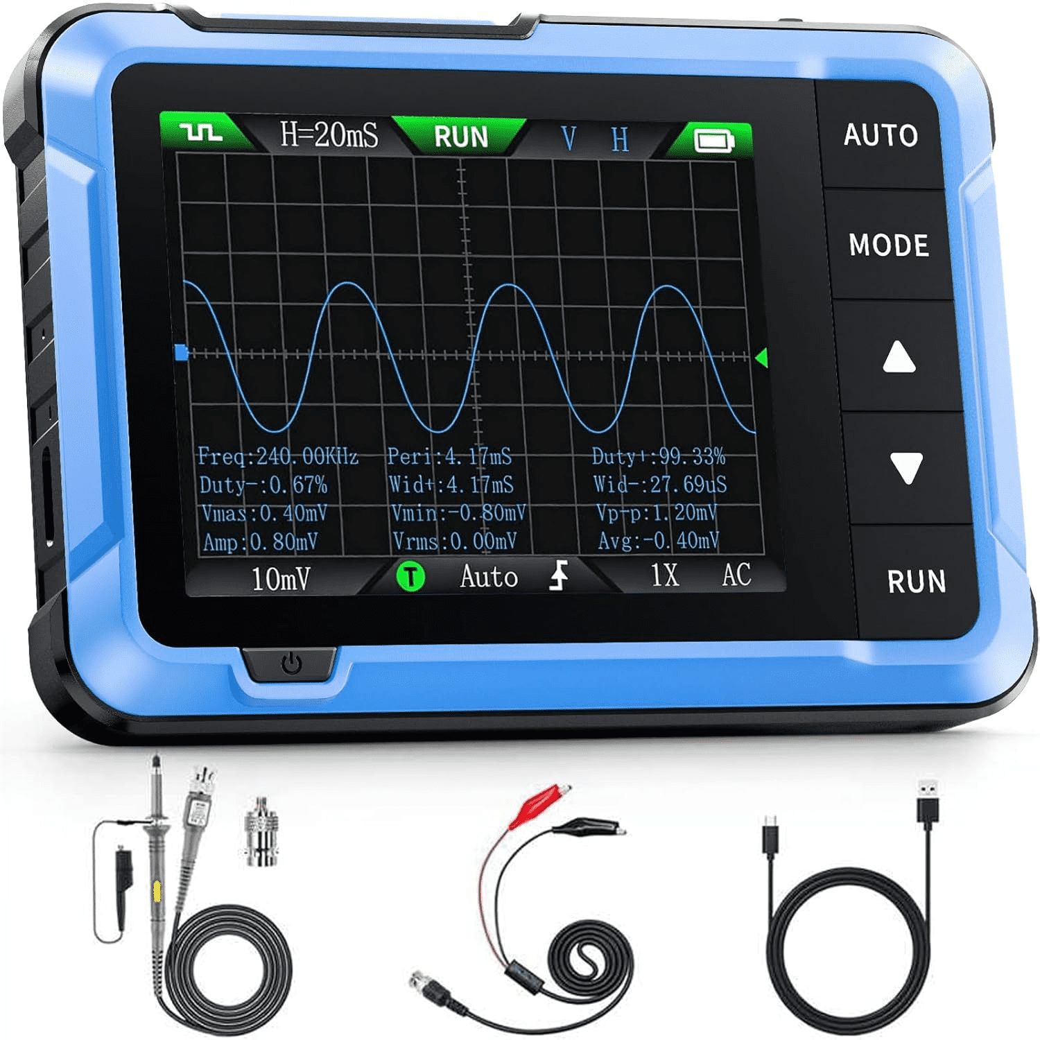 FNIRSI DSO510 Handheld Digital Oscilloscope, 10MHz 48MSa/s with 50KHz Signal Generator