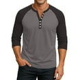 thumbnail image 2 of Hearthz Raglan 3/4 Sleevets for Men Henley Neck Baseball Jersey Colorblock Tops for Men Fall Mens T Shirts, 2 of 9