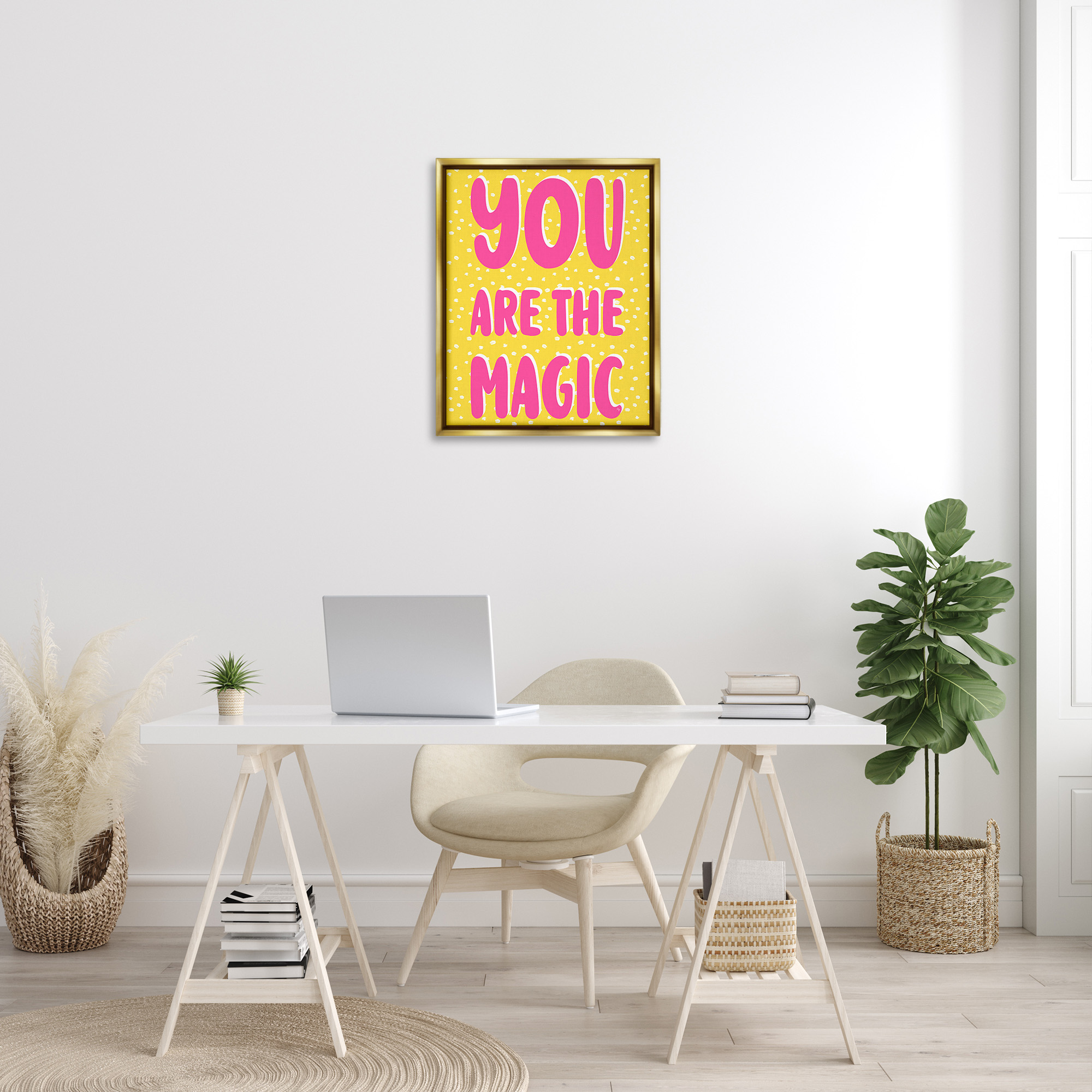 Stupell Industries You Are The Magic Inspirational Painting Gold Floater Framed Canvas Art Print Wall Art, 25 x 31