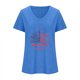 thumbnail image 4 of Camisetas Casuales de las Mujeres Gradiente Día de la Independencia Impreso Cuello Redondo, Blusa de Manga Corta para Diario, Fiesta Y Primavera Verano, 4 of 5