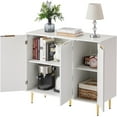 thumbnail image 6 of Sideboard Buffet Cabinet with Storage, 39.4" W White Fluted Kitchen Sideboard with 3 Doors & Adjustable Shelves, Modern Wood Credenza Entryway Cabinet for Living Room Dining Room, 6 of 8